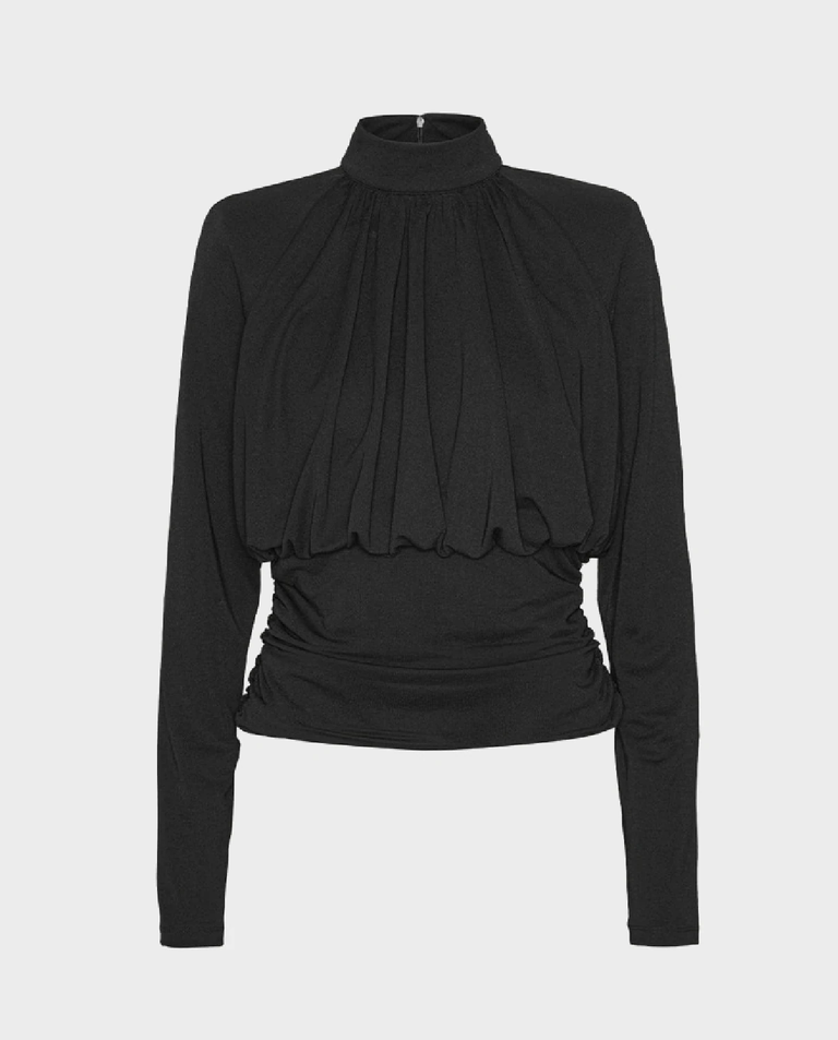 Czarny marszczony top