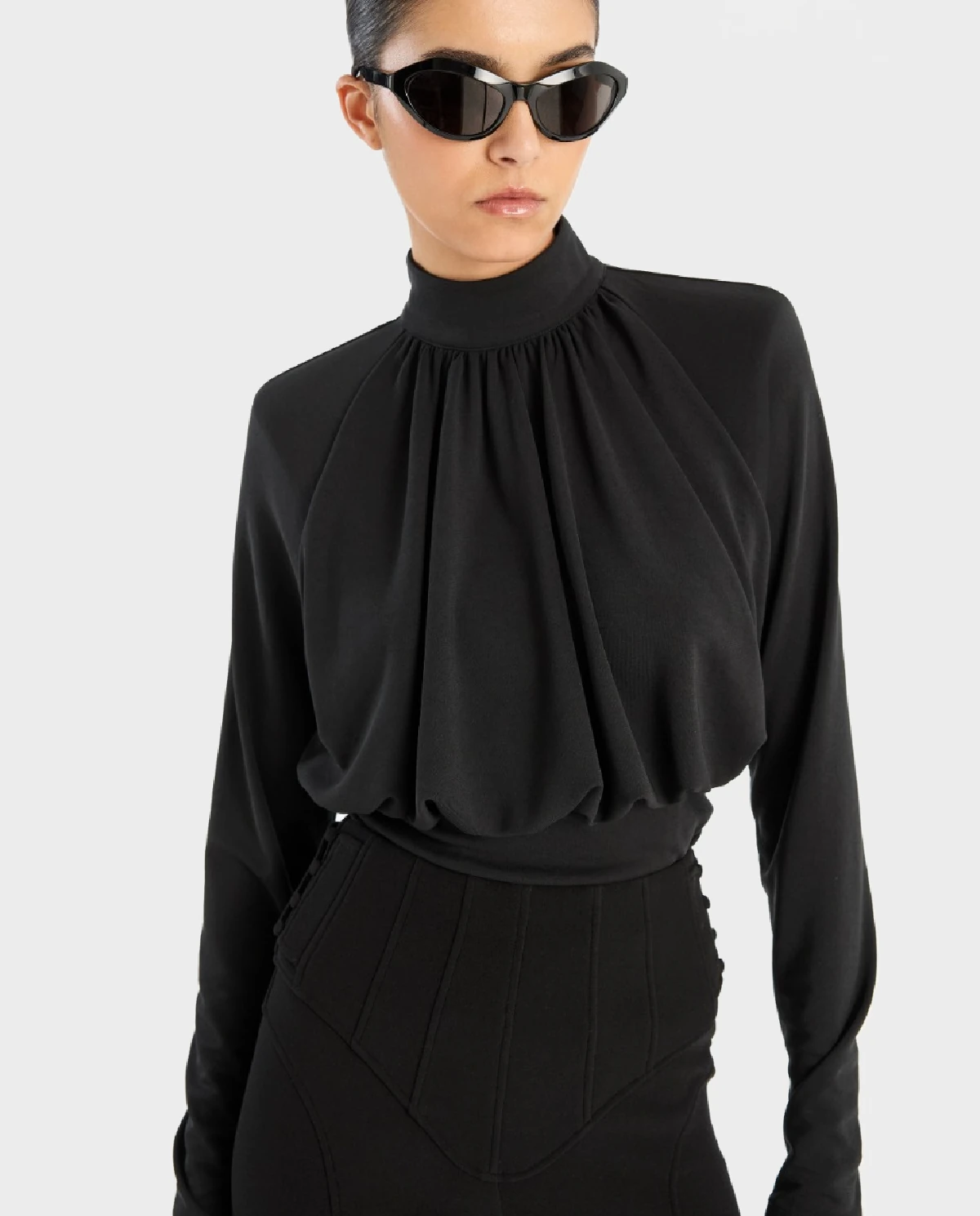 Czarny marszczony top - Image #5