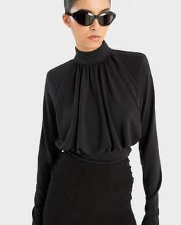 Czarny marszczony top - Image #5