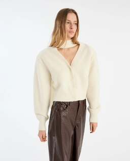 Dzianinowy biały kardigan - Image #0