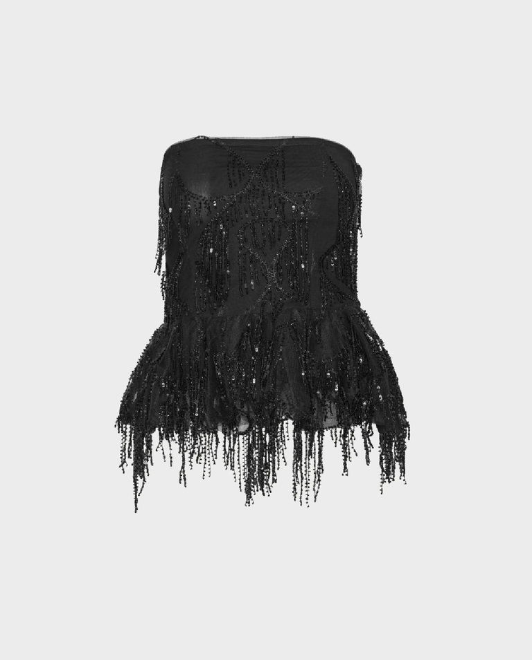 Czarny top z cekinami