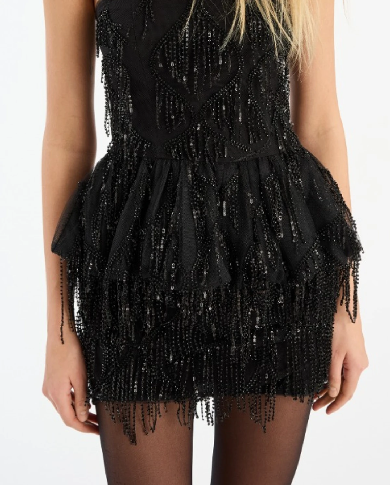 Czarna spódnica mini z cekinami