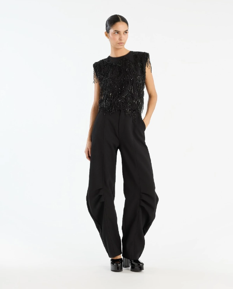 Czarne spodnie garniturowe balloon - Image #3