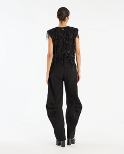 Czarne spodnie garniturowe balloon - Image #4