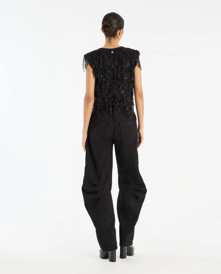 Czarne spodnie garniturowe balloon - Image #4