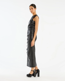 Czarny skórzany top - Image #3