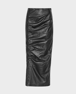 Czarna skórzana spódnica midi - Image #0