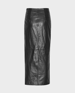 Czarna skórzana spódnica midi - Image #1