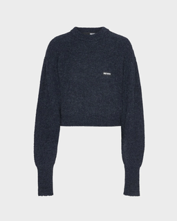 Granatowy dzianinowy sweter z logo - Image #0