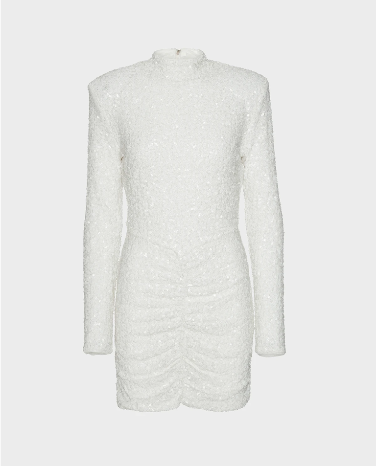 Biała cekinowa sukienka mini