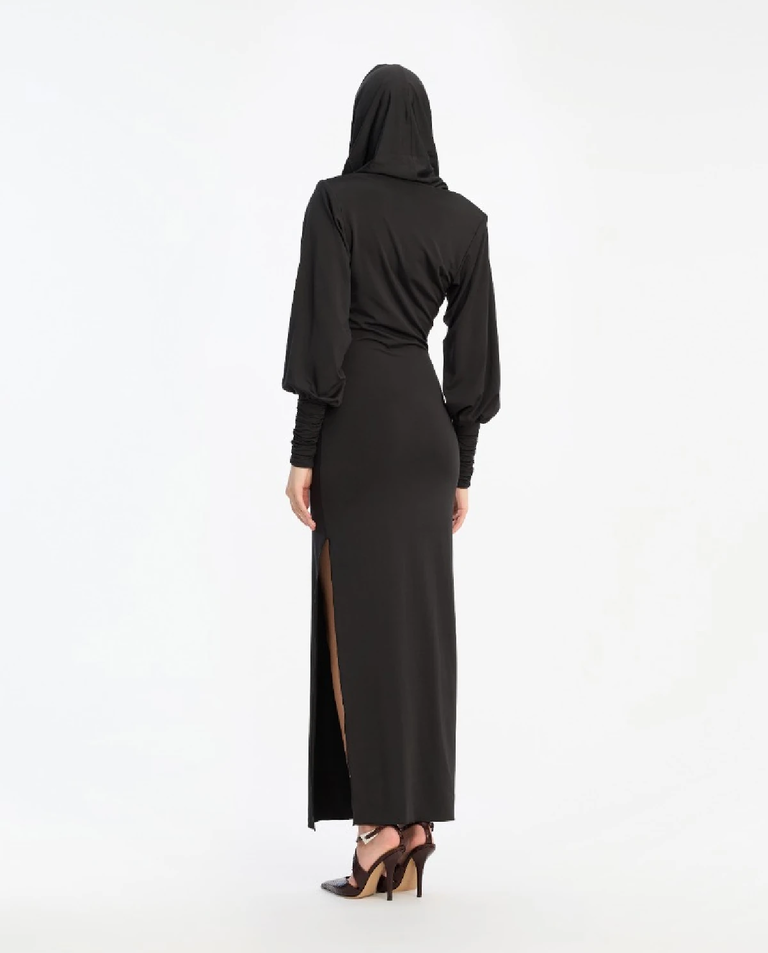 Czarna sukienka z kapturem - Image #4
