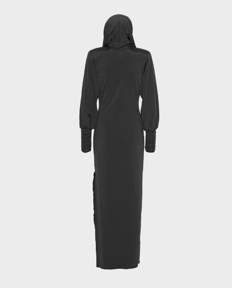 Czarna sukienka z kapturem