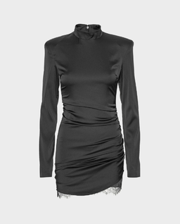 Czarna satynowa sukienka mini - Image #0