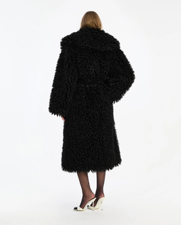 Czarny futrzany płaszcz - Image #2