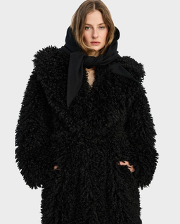 Czarny futrzany płaszcz - Image #3