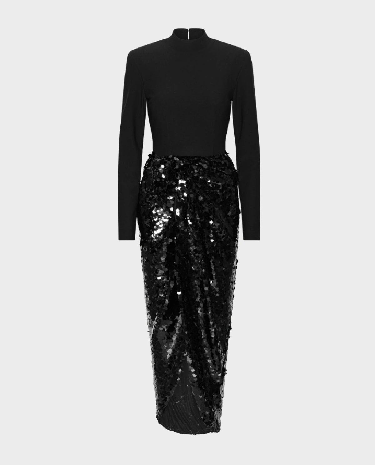 Czarna sukienka midi z cekinami - Image #0