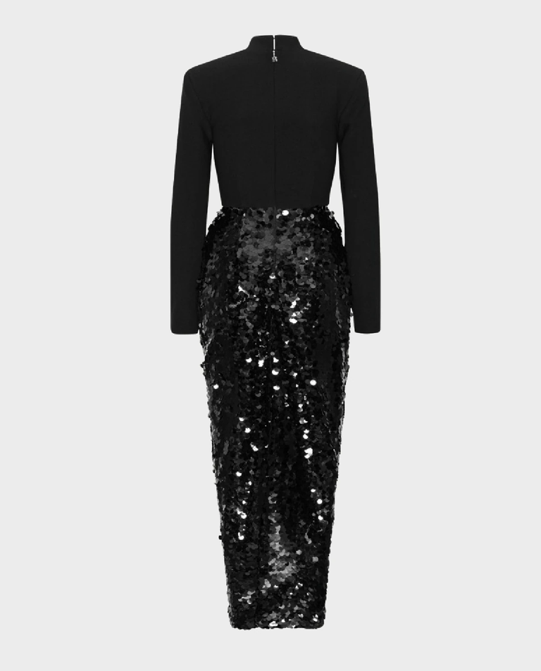 Czarna sukienka midi z cekinami
