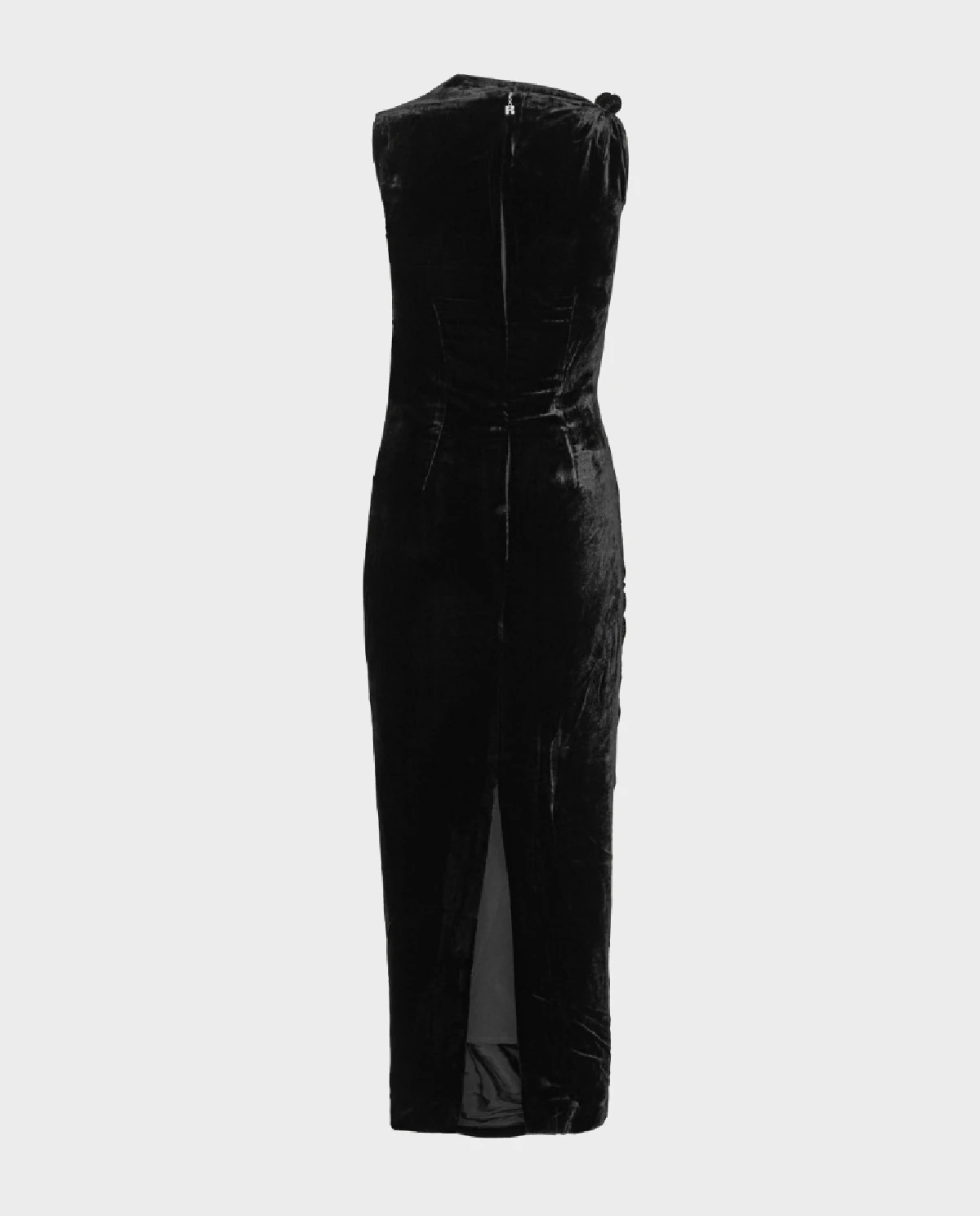 Czarna aksamitna sukienka midi - Image #1