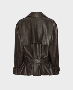 Ciemnobrązowa skórzana kurtka - Image #1