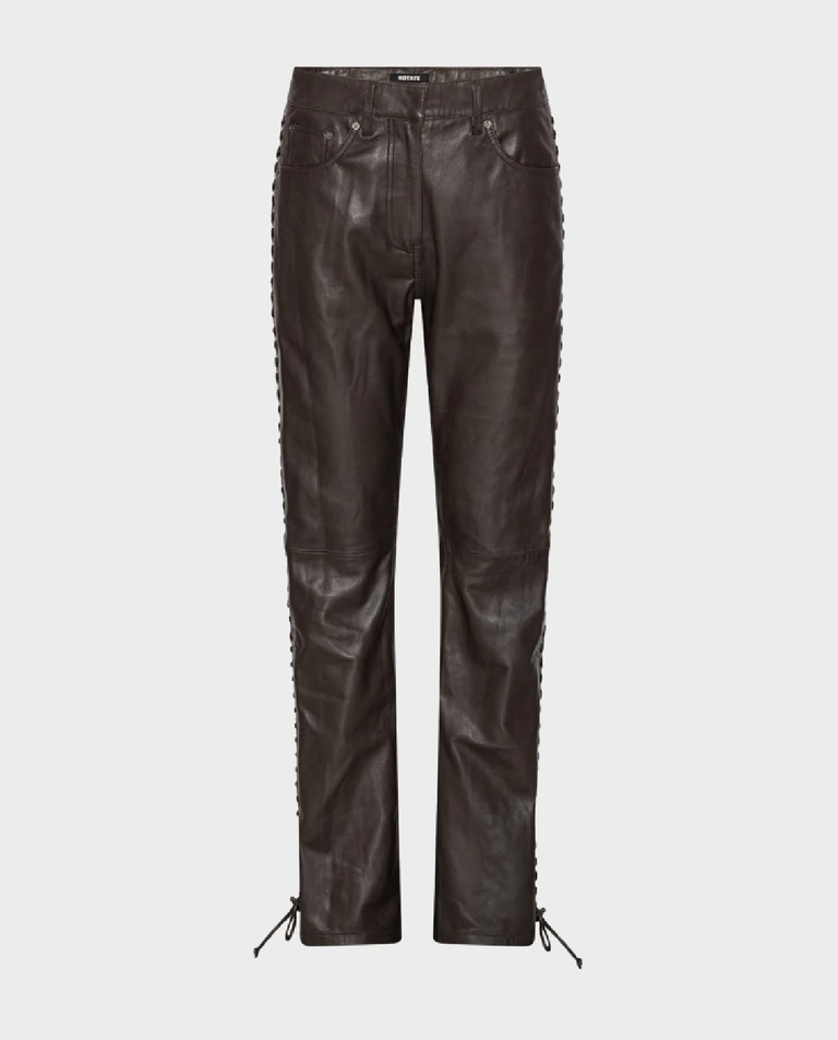 Ciemnobrązowe spodnie skórzane