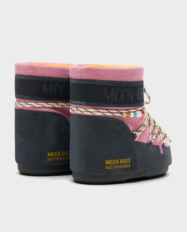 Różowo-szare śniegowce Moon Boot x Guest In Residence Icon Low