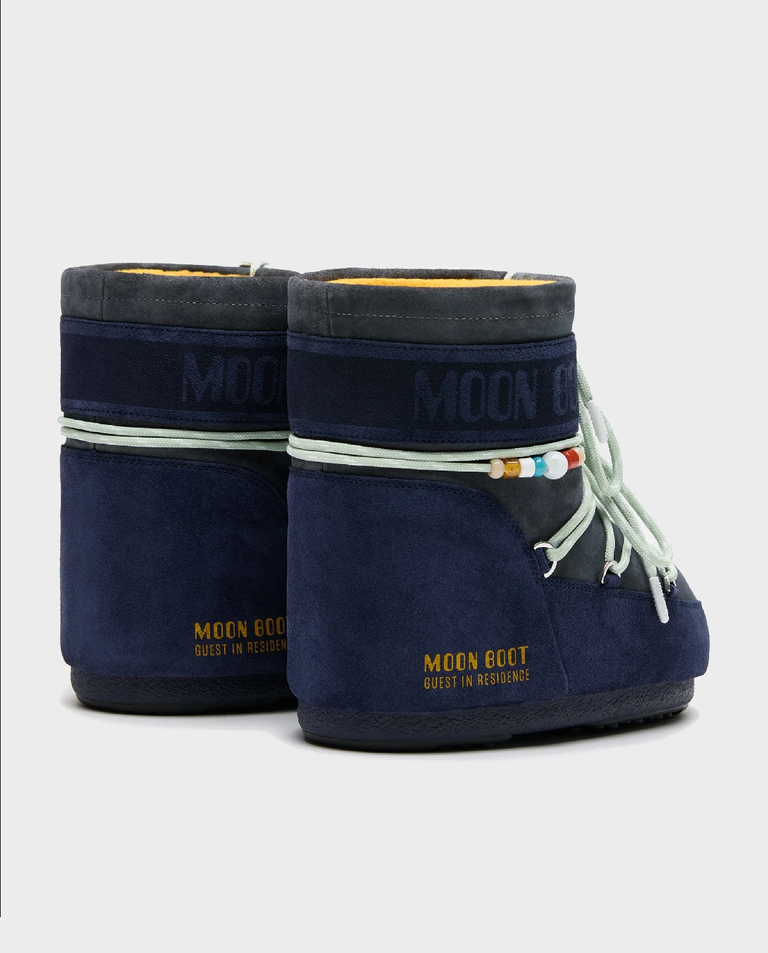 Szaro-granatowe śniegowce Moon Boot x Guest In Residence Icon Low