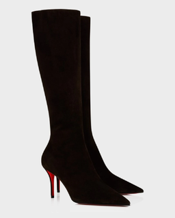 Brązowe kozaki na szpilce Miss Z 80 - Image #2