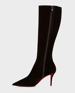 Brązowe kozaki na szpilce Miss Z 80 - Image #4