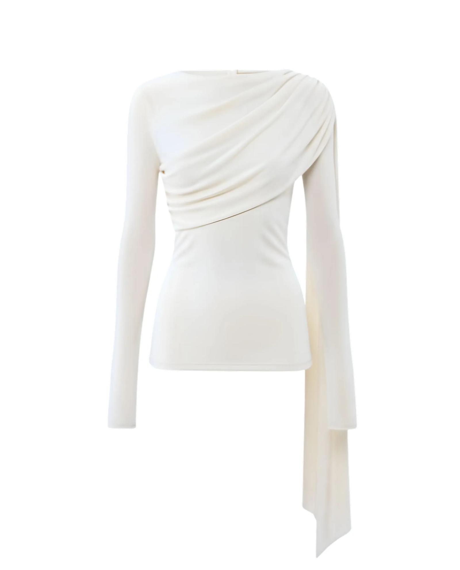 Jedwabna biała bluzka z szarfą - Image #5