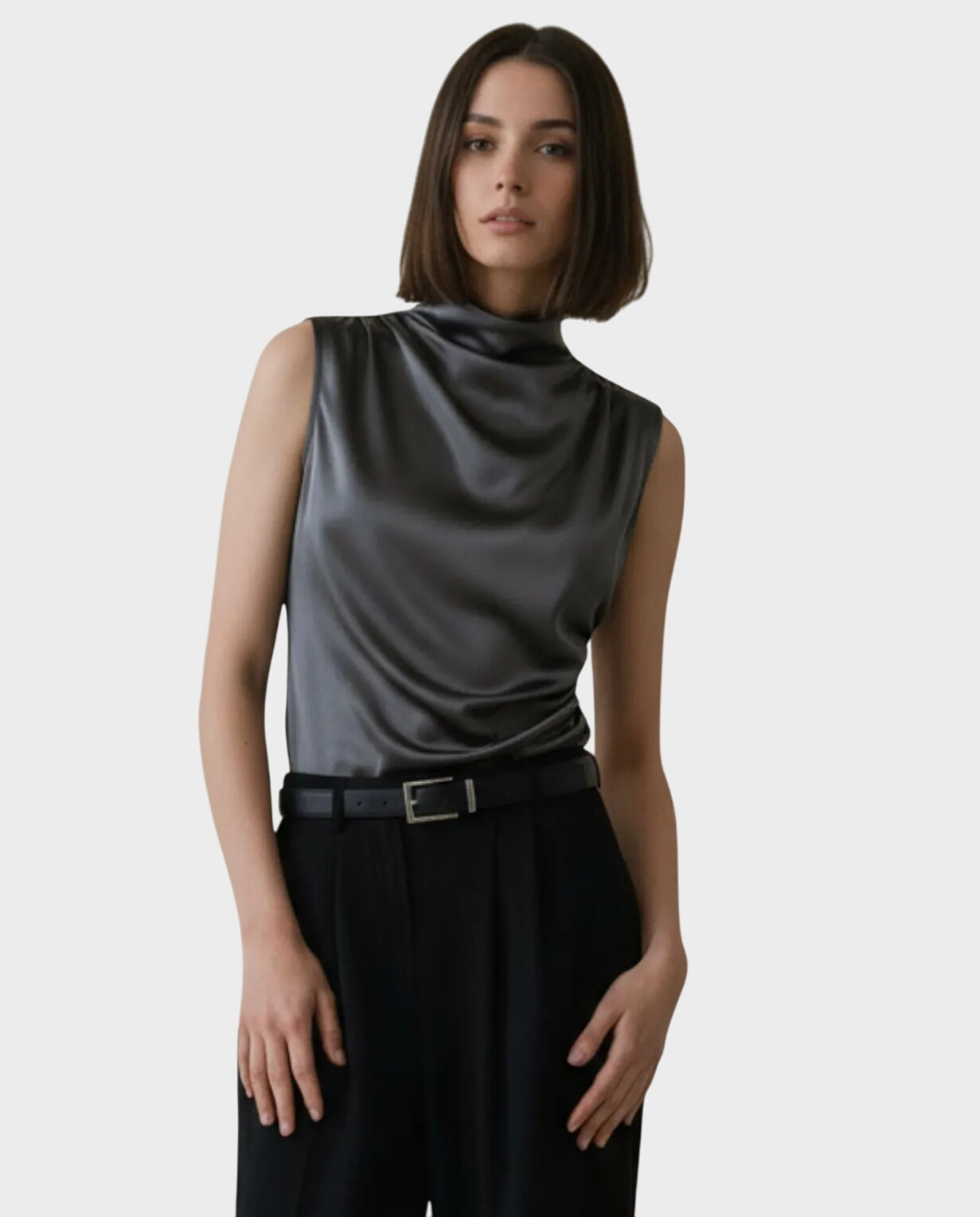 Jedwabna grafitowa bluzka Claire - Image #0