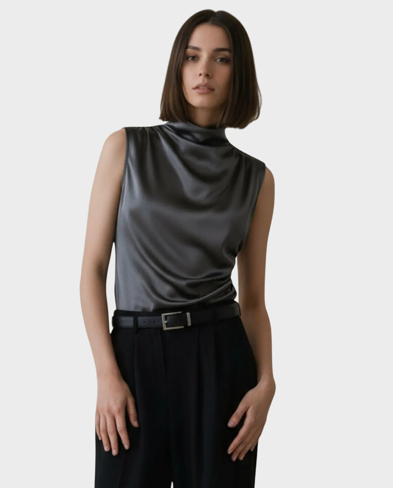 Jedwabna grafitowa bluzka Claire