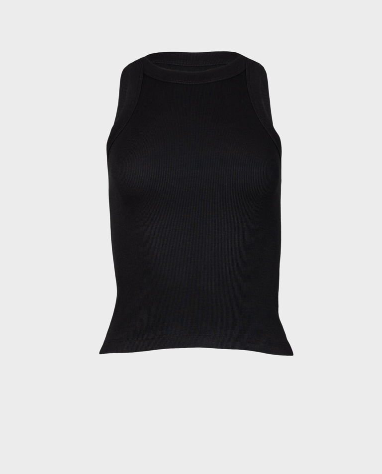 Tank top prążkowany czarny