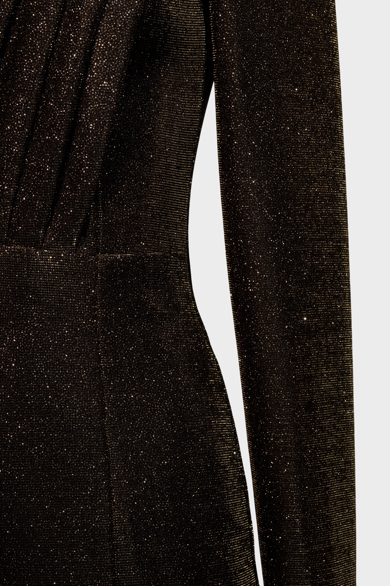 Długa błyszcząca sukienka z rozcięciem - Image #2