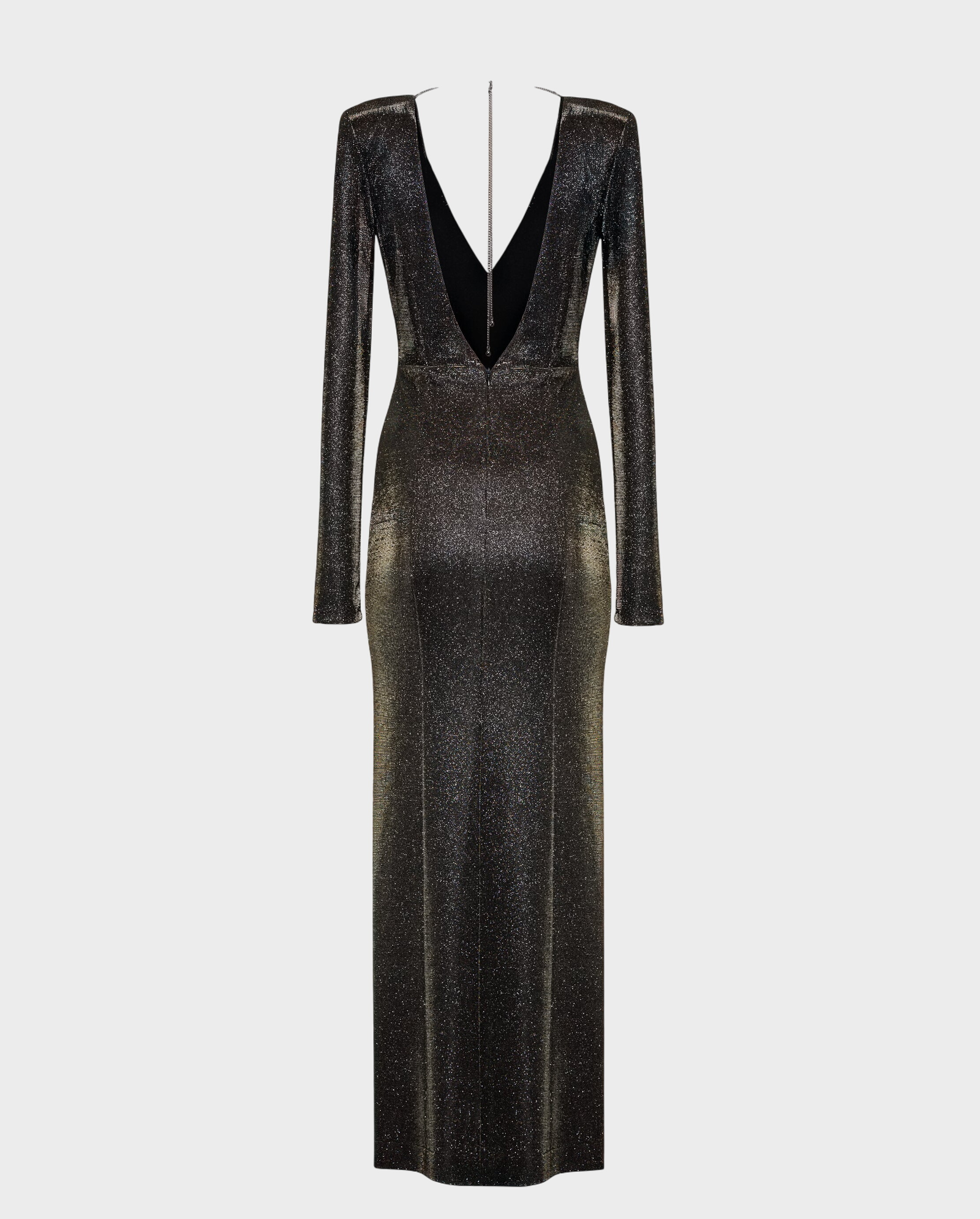 Długa błyszcząca sukienka z rozcięciem - Image #1