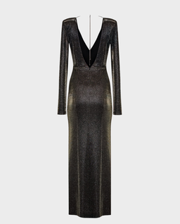 Długa błyszcząca sukienka z rozcięciem - Image #1
