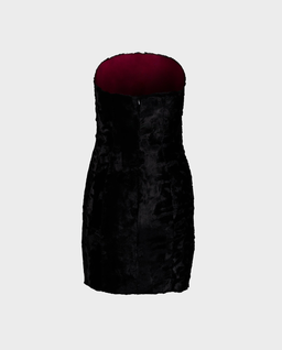 Czarna mini sukienka z futrzanej tkaniny - Image #1