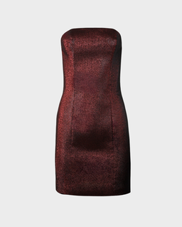 Czerwona mini sukienka z błyszczącej tkaniny - Image #0