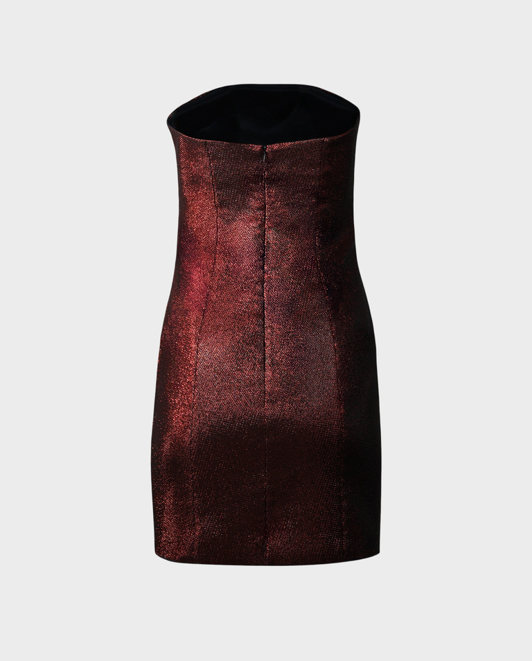 Czerwona mini sukienka z błyszczącej tkaniny