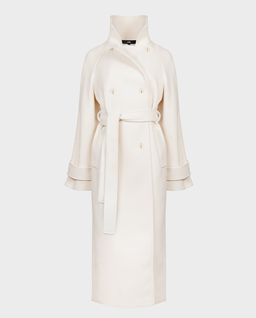 Dwurzędowy perłowy płaszcz z paskiem - Image #0