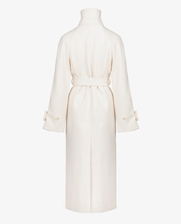 Dwurzędowy perłowy płaszcz z paskiem - Image #4