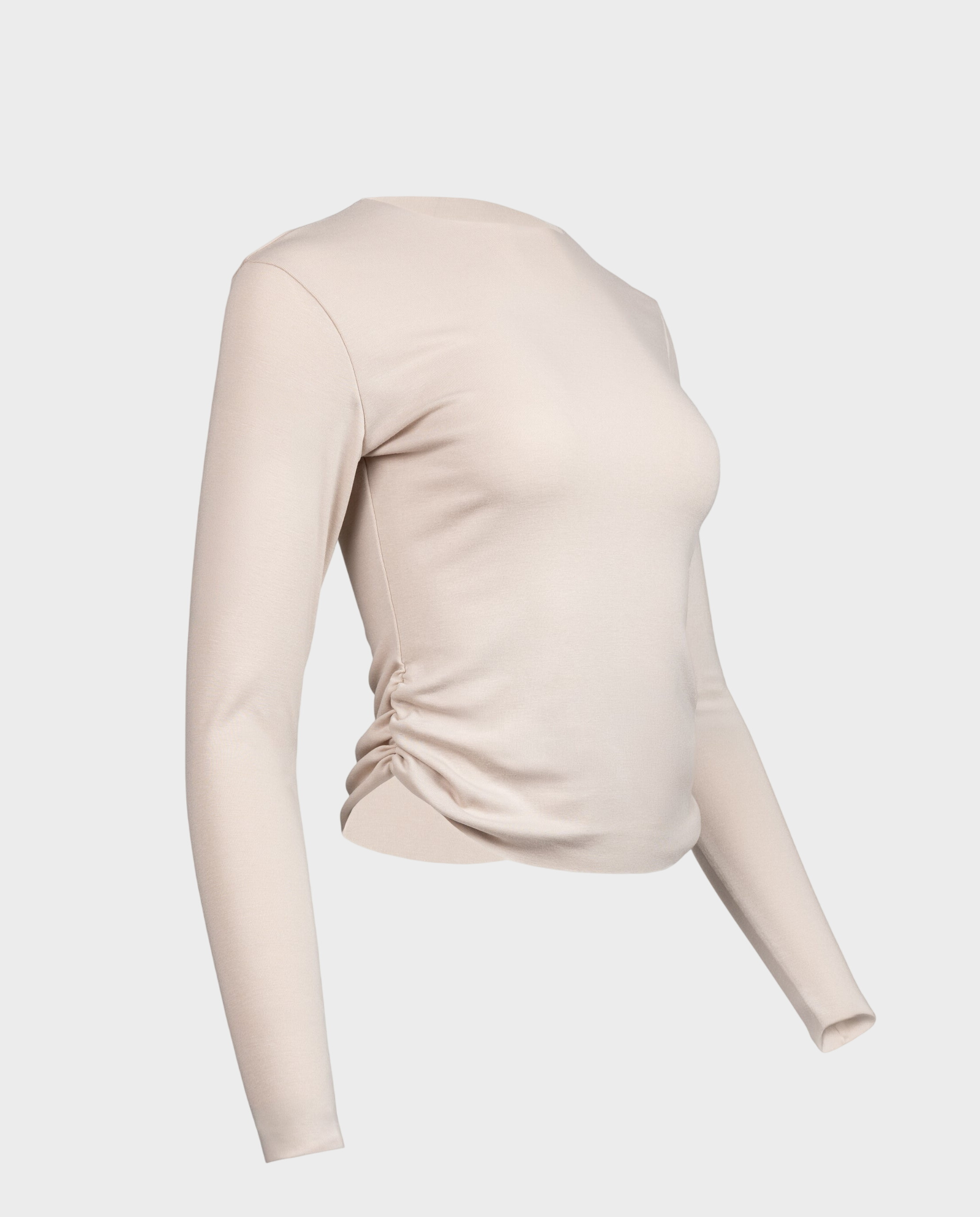 Longsleeve jasnobeżowy z marszczeniem - Image #0