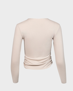 Longsleeve jasnobeżowy z marszczeniem - Image #1