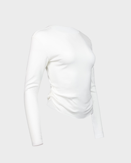 Longsleeve biały z marszczeniem - Image #0