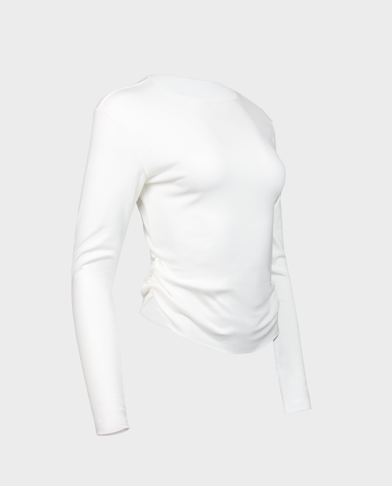 Longsleeve biały z marszczeniem