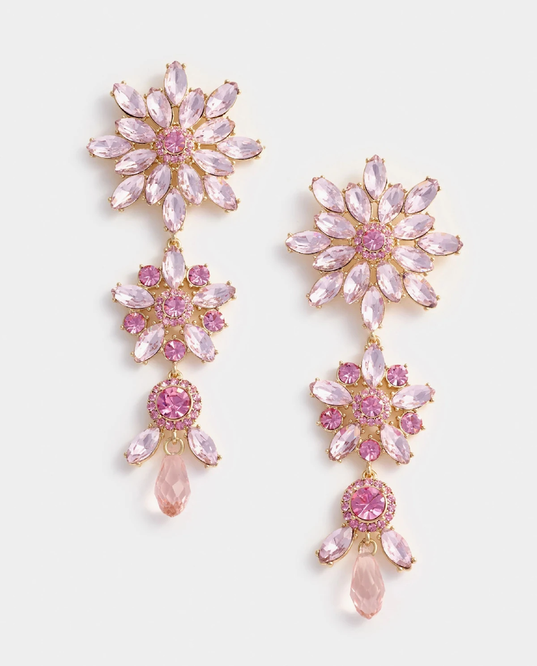 Różowe kolczyki z kryształami