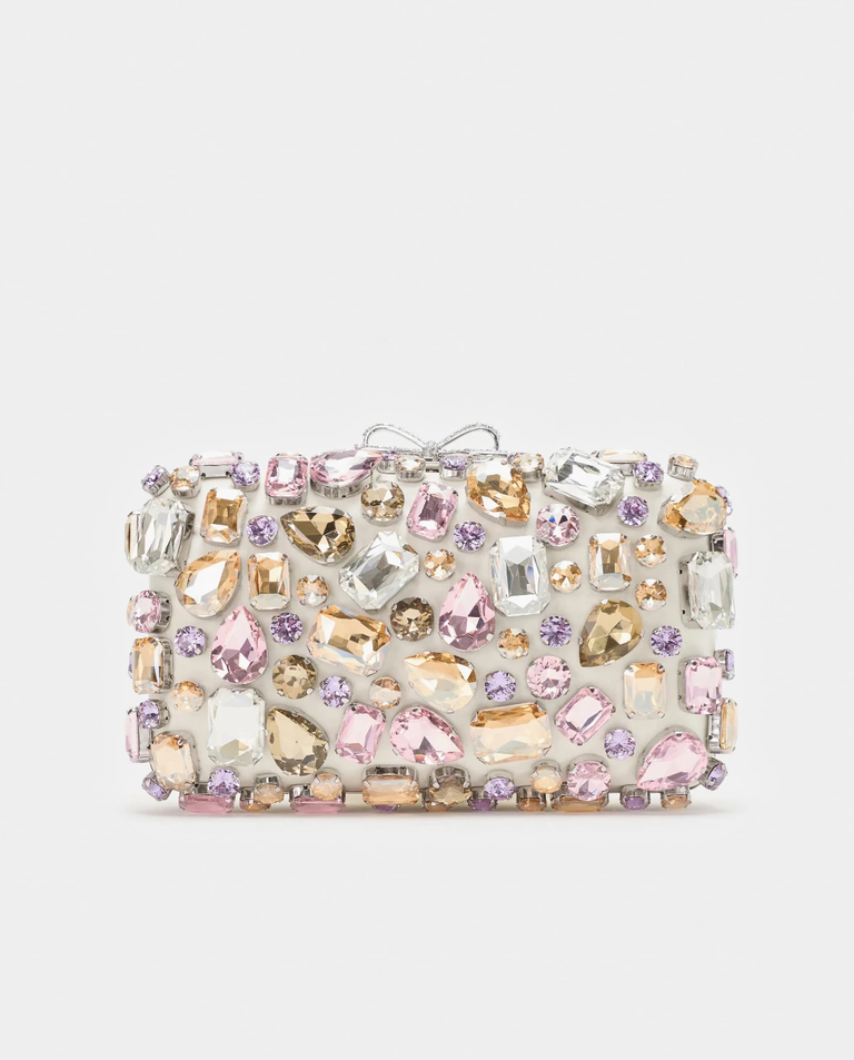 Kremowa kopertówka z kryształkami