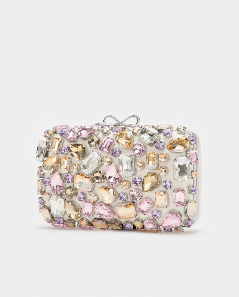 Kremowa kopertówka z kryształkami