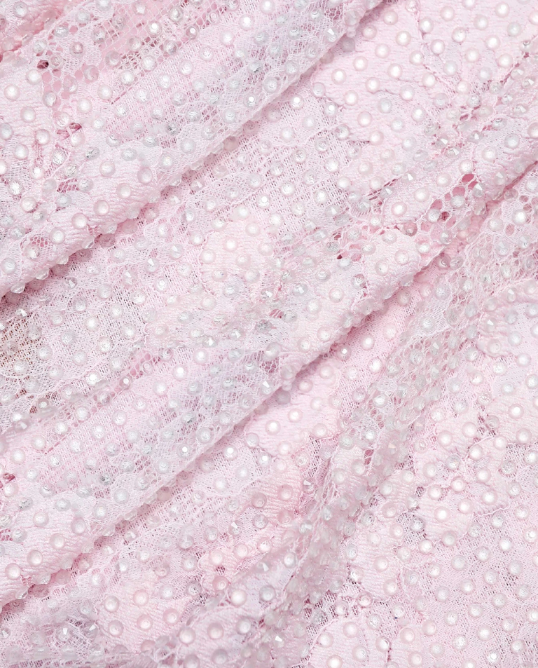 Różowa koronowa sukienka midi - Image #4