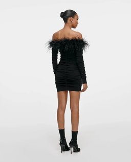 Czarna mini sukienka z piórami - Image #2