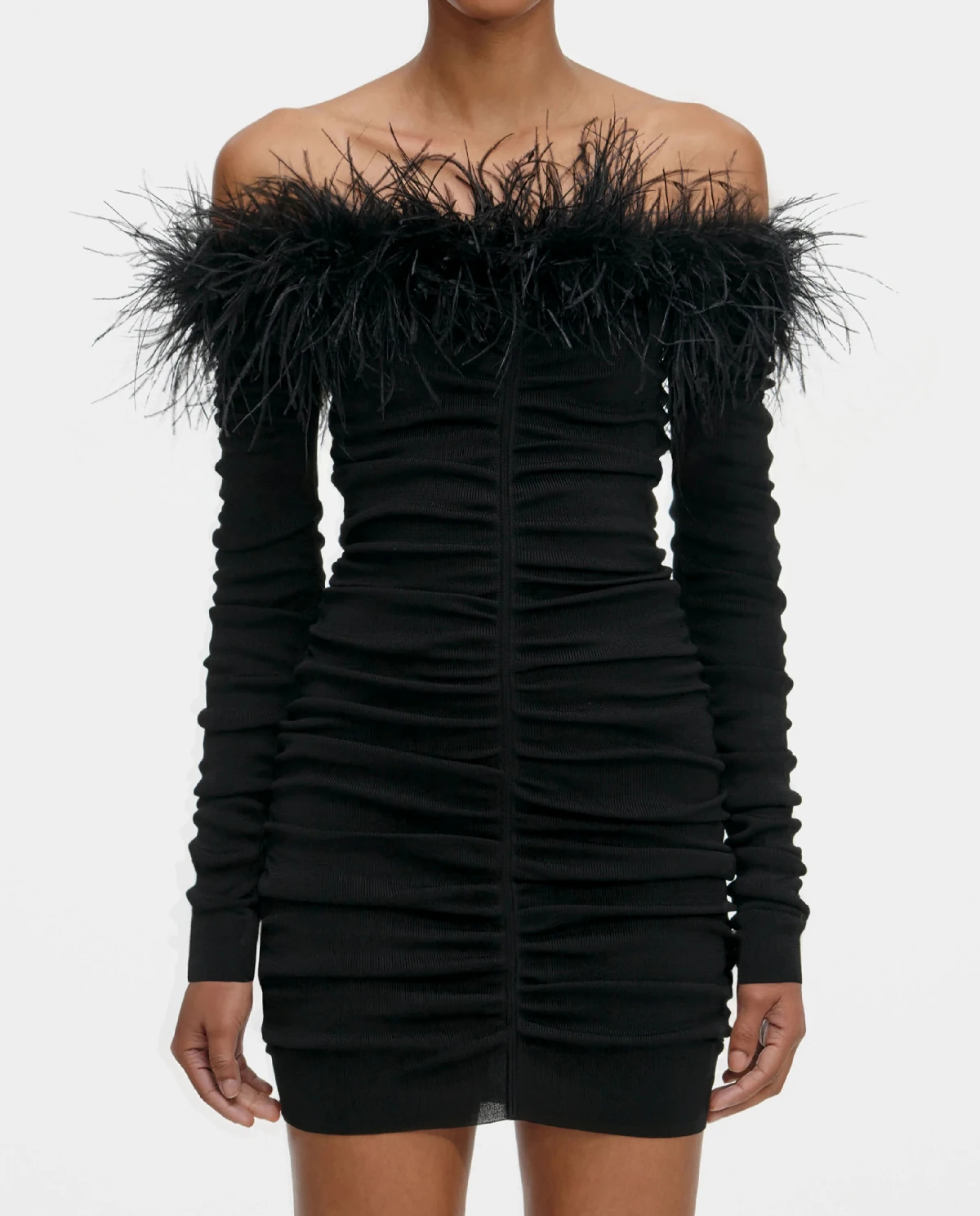 Czarna mini sukienka z piórami - Image #3